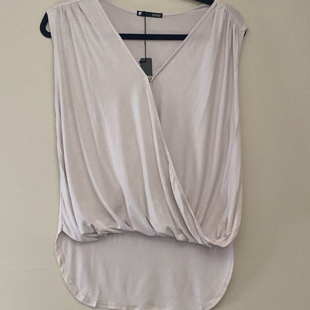 krisa Surplice Draped Tank Size XSmall in the color Pebble